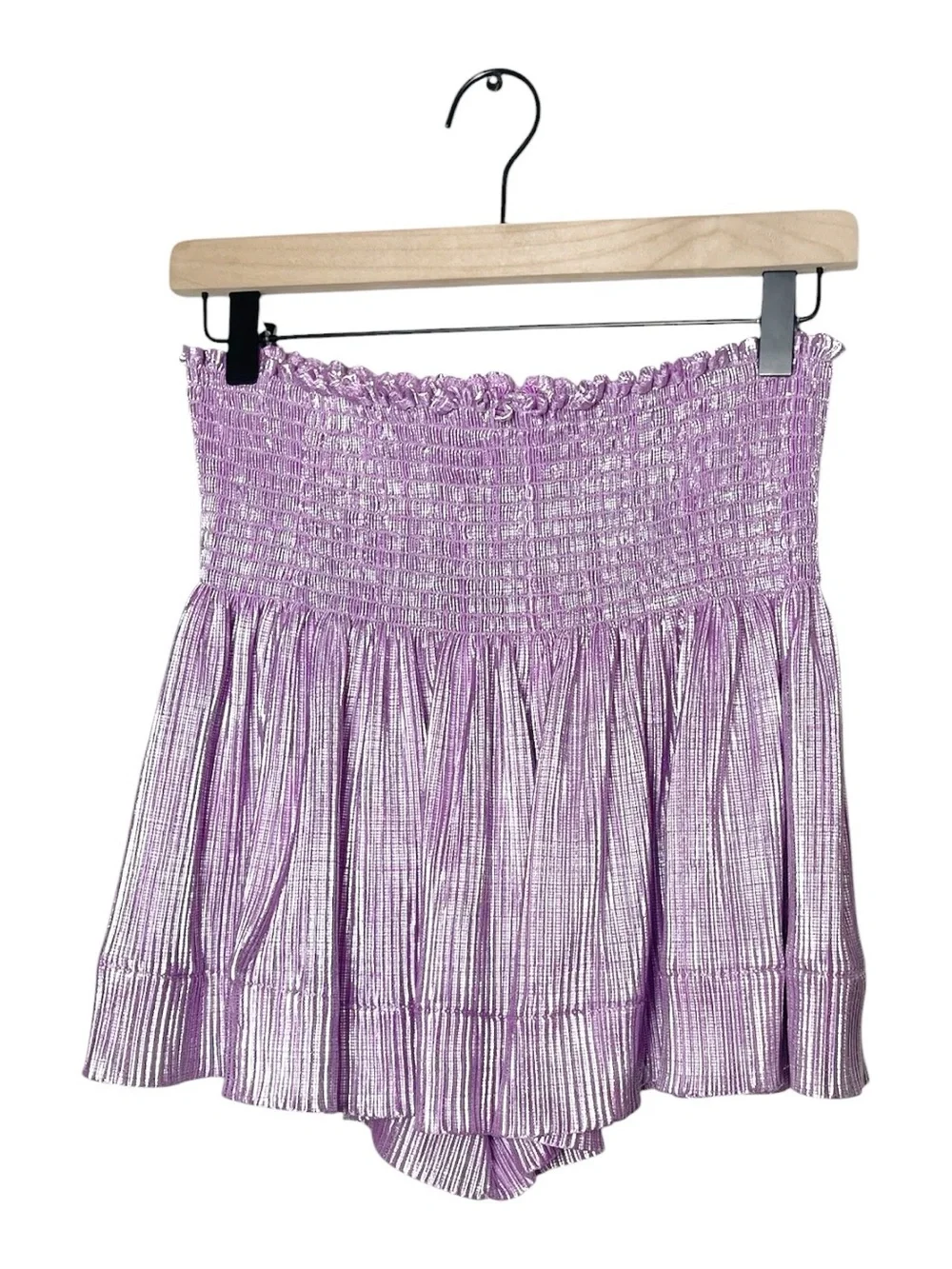 Queen Of Sparkles Metallic Lavender Smocked Swing Shorts Gameday Size S